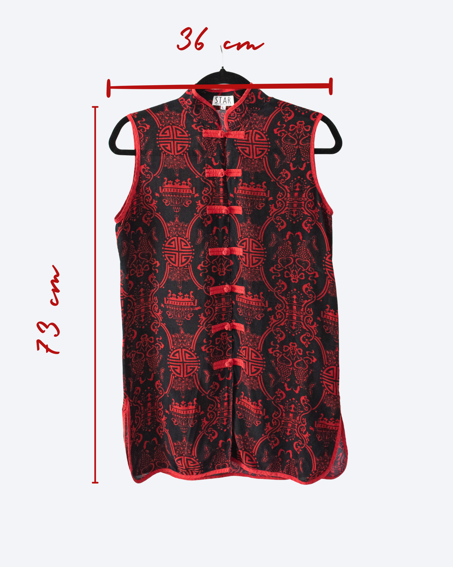 Vintage Silk Top with Dragon and Pagoda Print