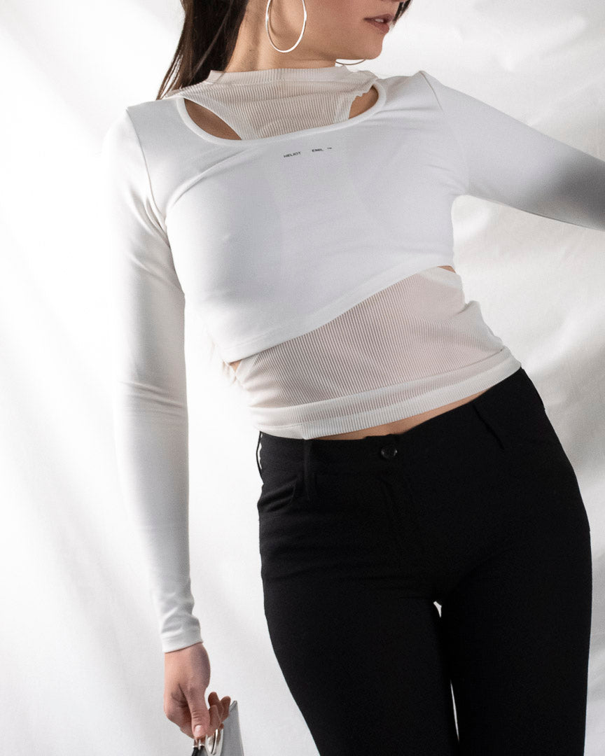 Heliot Emil White Layered Cut-Out Top